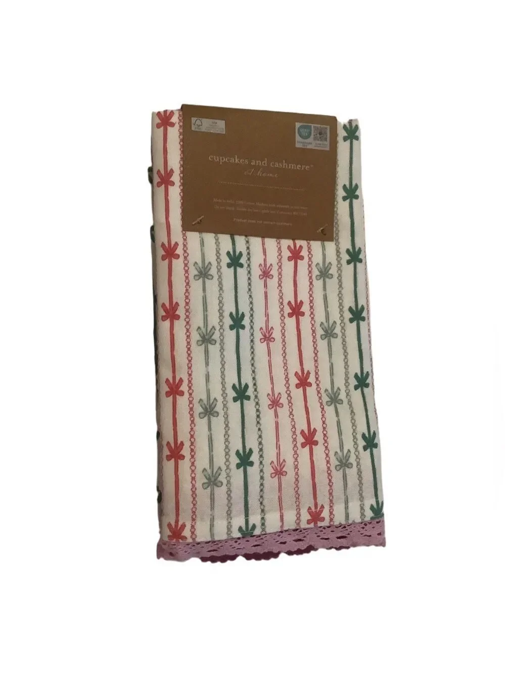 Cupcakes & Cashmere Bows And Beads Set Of 4 Napkins New